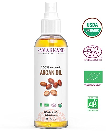 Aceite de Argán Bio 100% puro para el cuidado del pelo con Certificado Ecológico (ECOCERT & USDA). Primera prensada en Frío para pelo -100 ml-