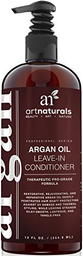Acondicionador hidratante sin necesidad de aclarado fabricado con Aceite de Argán para tratamiento de pelo o cabello seco, quebradizo dañado o teñido. -355 ml-ArtNaturals-