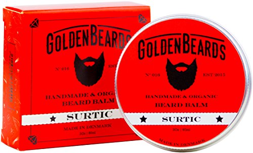 Bálsamo Orgánico para Barba -Surtic- 60ml - 100% natural * Golden Beards * | Aceite de Jojoba y aceite de argán y albaricoque, hidrata tu barba y piel, Obtén una barba perfecta. Nuestros productos son 100% Orgánicos, Naturales y realizados a mano. Ideales para picor de la barba -La mejor ayuda para el crecimiento de la barba - El regalo perfecto de barba. Tu barba te lo agradecerá.. 100% Garantizado.