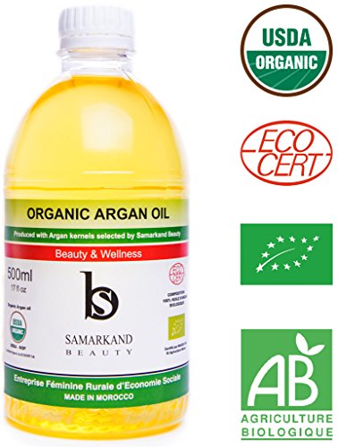 500 ml Aceite de Argán BIO 100% Puro con Certificado Ecológico Ecocert Primera Presión en Frío para Pelo y Piel - El Original de Marruecos