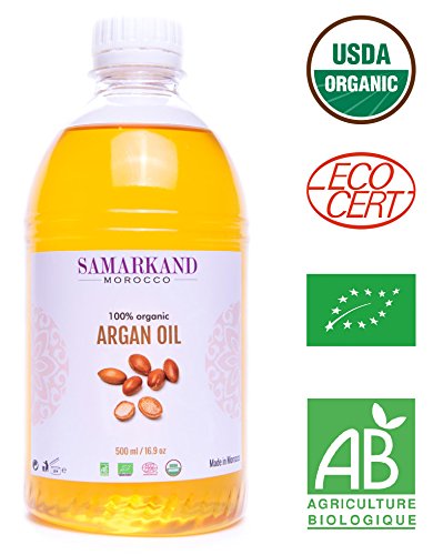 500 ml Aceite de Argán Bio 100% Puro con certificado Ecológico ECOCERT primera Presión en Frío para Pelo & Piel - El Argán Original de Marruecos