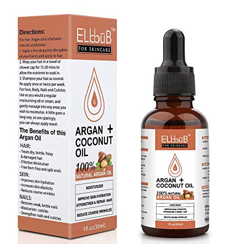 Aceite Argán+Aceite de Coco - Aceite Argán Natural de Árboles de Argán Marroquíes para Pureza Máxima Aceite Orgánico Puro - Cuidado Hidratante Antiarrugas para Piel, Pelo y Uñas