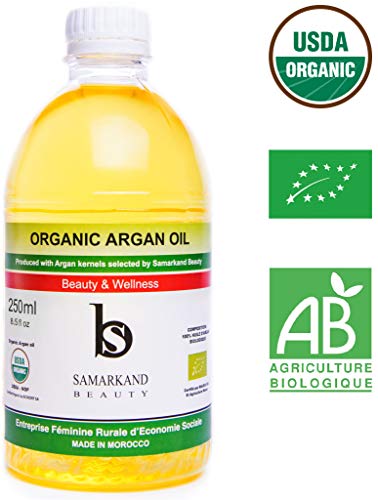 250 ml Aceite de Argán BIO 100% Puro Primera Presión en Frío para Pelo y Piel - El Original de Marruecos